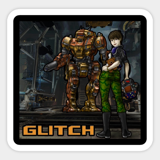 Glitch and her VND-1R Vindicator Battlemech Sticker by Oswald's Oddities